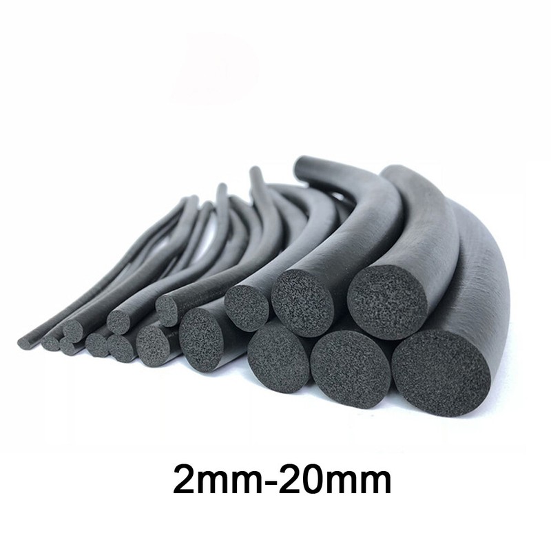 Black EPDM Rubber Foam Sealing Strip Round Bar Cord For Cabinet Door Seal 3-20mm