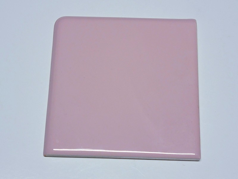 Vtg. 70s TILECREST Ceramic ROUNDED CORNER Tile Bullnose Lt. Pink Gloss NEW NOS