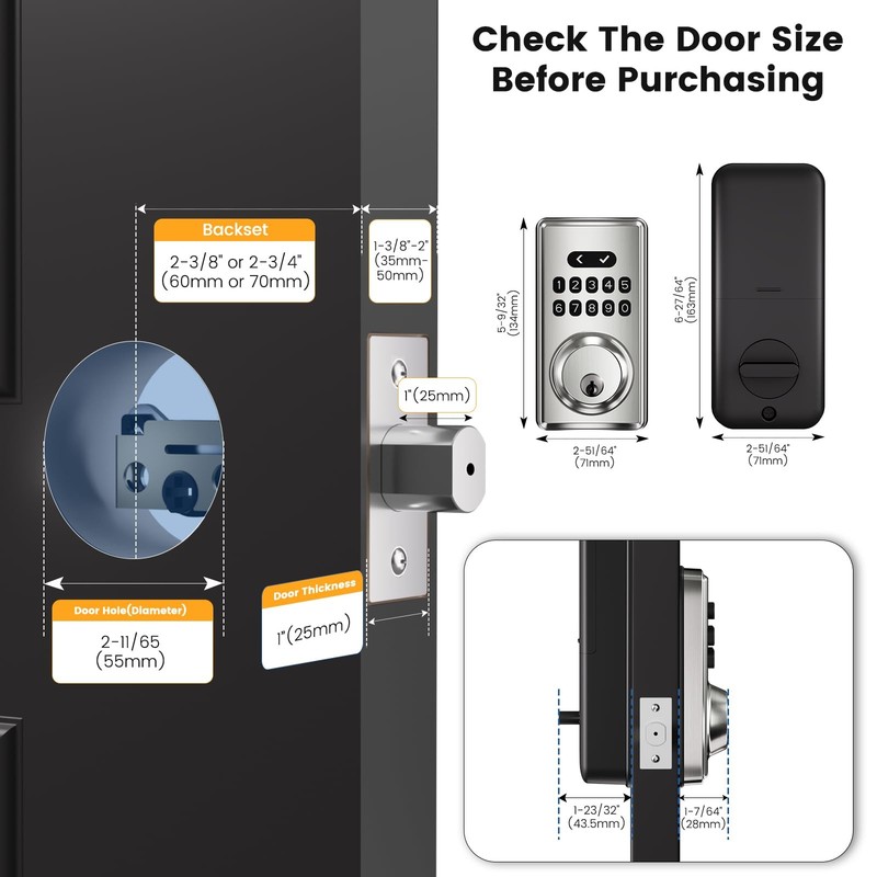 Keyless Entry Door Lock with Keypad Deadbolt Smart Code Front Door Keys gallery