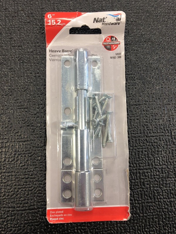 National Hardware N162-388, 6″ Heavy Barrel Bolt Steel Zinc Plated FREE SHIPPING