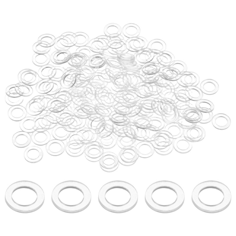 100-Pack M5 PVC Flat Washers, 5mm x 8mm (IDxOD) 1mm Thick Clear Spacer Gasket