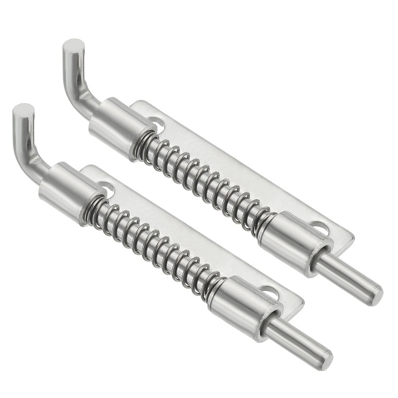 2 Pcs 3.35 x 0.69 Inches Spring Latch Pin with Screws Right Silver
