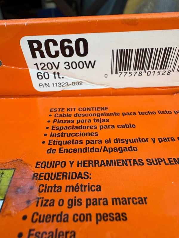 FROST KING ROOF & GUTTER DE-ICING KIT RC60 120V 300W 60FT NEW IN BOX gallery