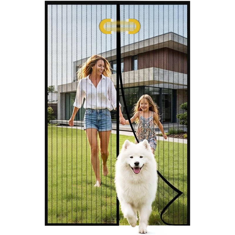 Magnetic Screen Door 36 x 83 Inch, Fits 34×82 inch, Black