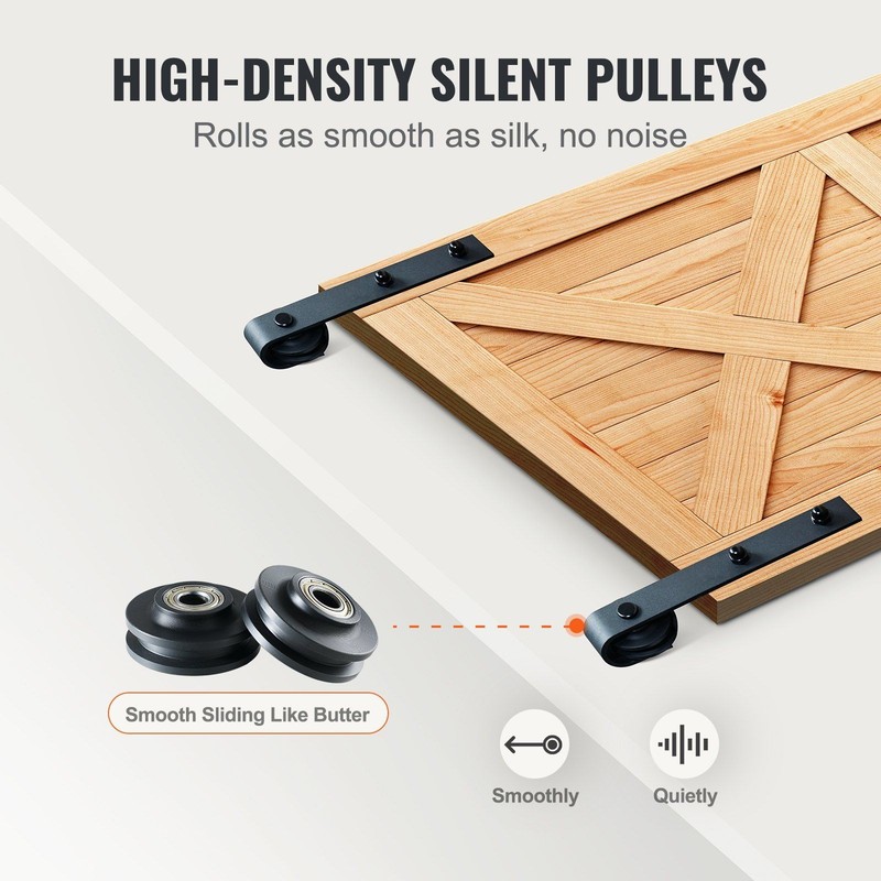 J-Shape Double Door Sliding Hardware Kit 8FT 330lb Barn Track System gallery