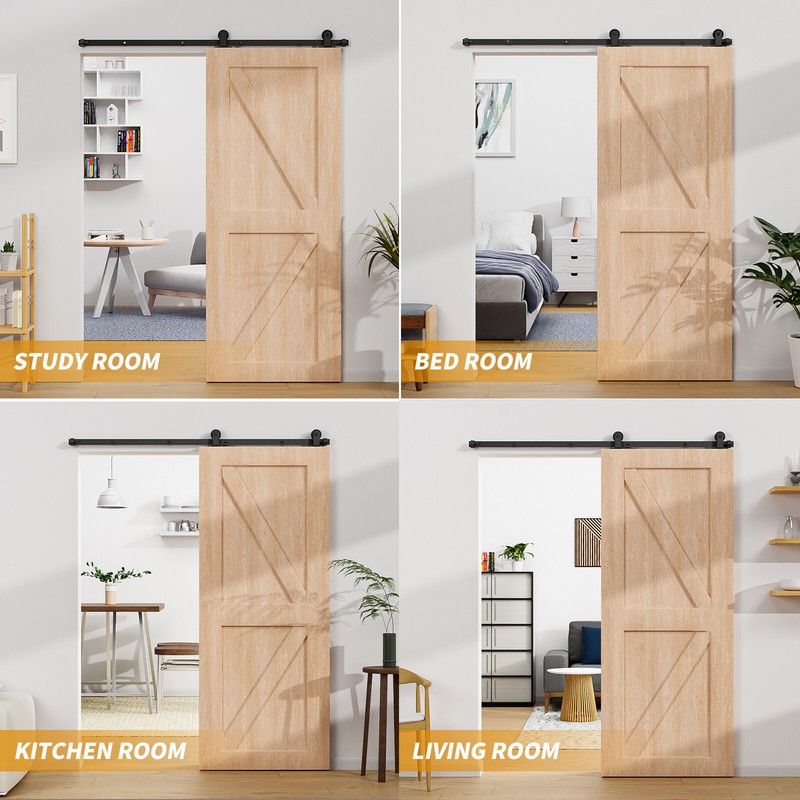 4FT-20FT Sliding Barn Door Hardware Closet Track Kit Single/Double/Bypass Doors gallery