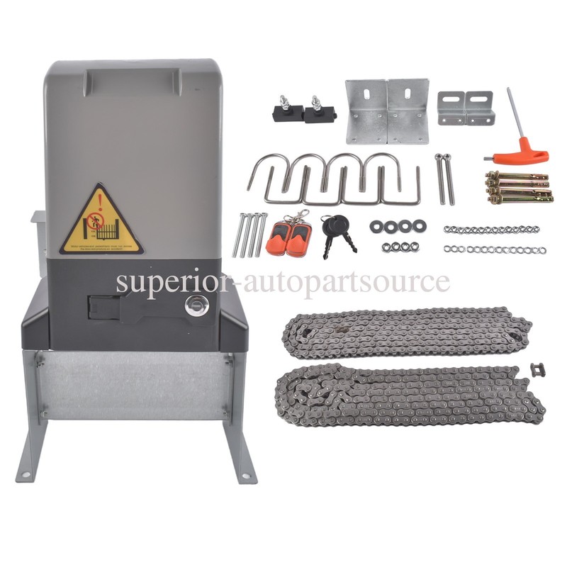 Automatic Sliding Gate Opener Operator Kit Electric with 2 Remotes 1800lbs