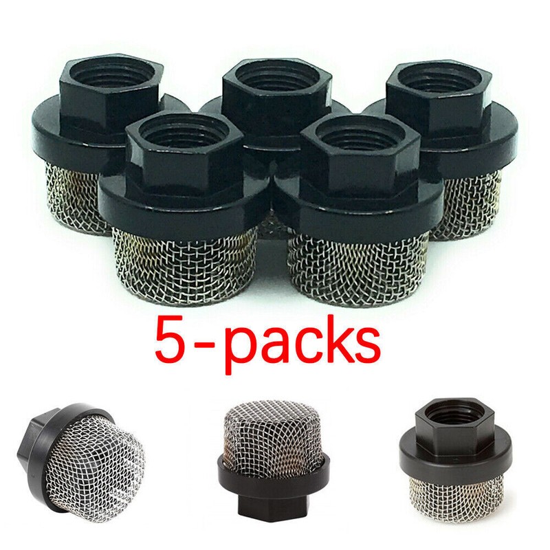 5-pack ASP Inlet Screens compatible to Graco 246385. 7/8″ UNF nylon cap inlet