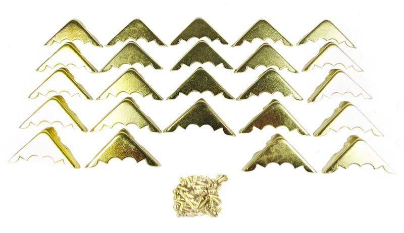 24pc. Decorative Brass-plated Box Corners & screws, great for projects!