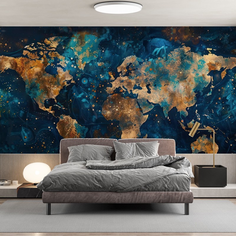 375*280cm Blue Star River Map Wall Paintings Mural Peel And Stick Canvas Decor