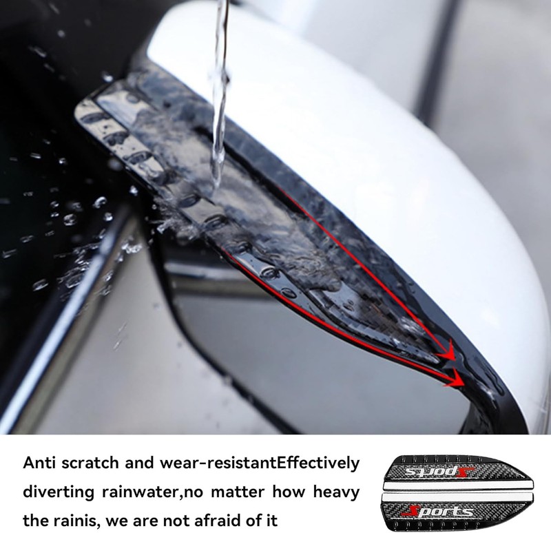 2PCS Rearview Mirror Rain Visor Guard, Carbon Fiber Mirror Rain- Color: Sports gallery