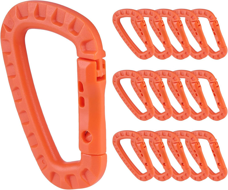 16 Pack Tactical Carabiners Keychain D Rings Spring Snap Gear Clip Utility Hooks