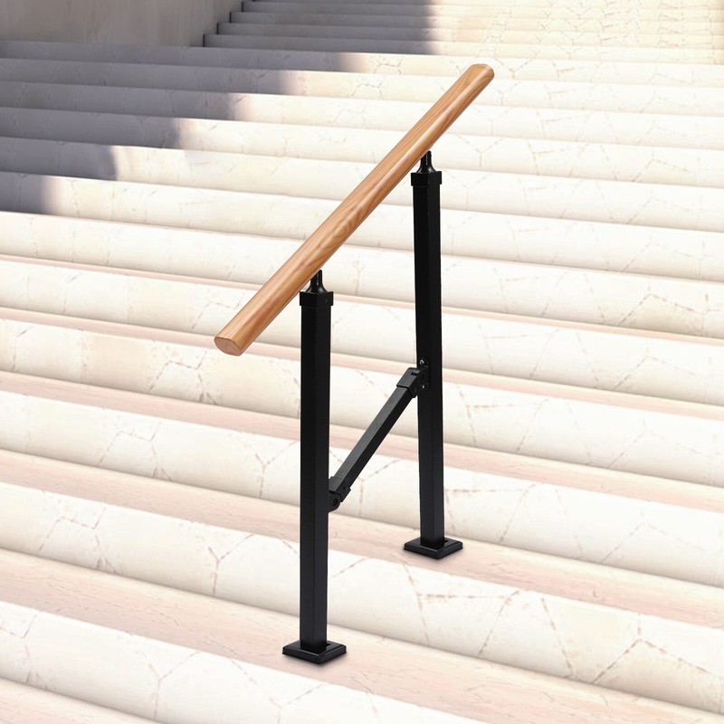 0-50° Adjustable Outdoor Handrail 2-Step Handrail 600lbs Load Staircase Handrail