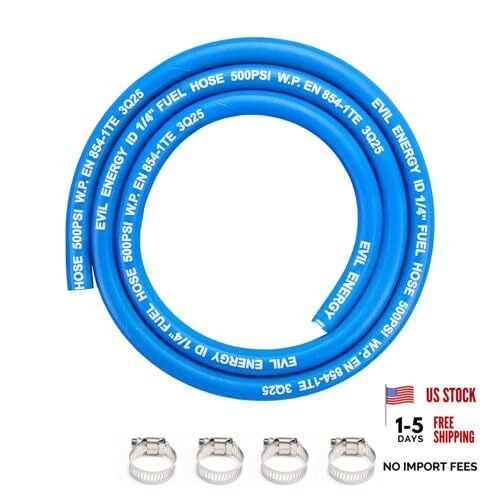 1/4″ High Pressure Fuel Line Hose 5FT 500PSI E85 for Fuel Systems 1/4 5FT Blue