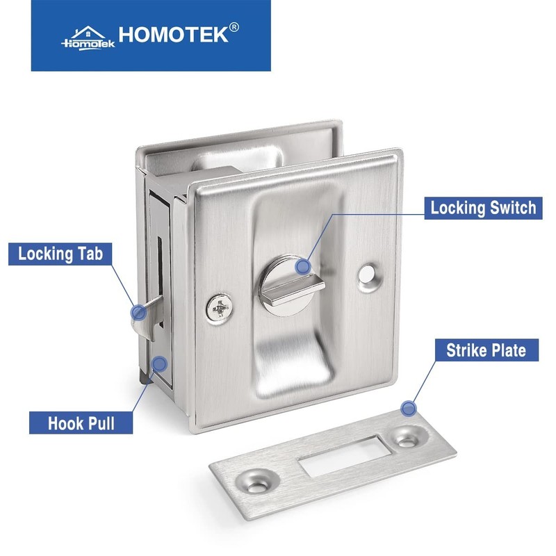 Privacy Pocket Door Lock Hardware - Easy Replace Sliding Door Lock, 2-3/4"x2-1/2 gallery