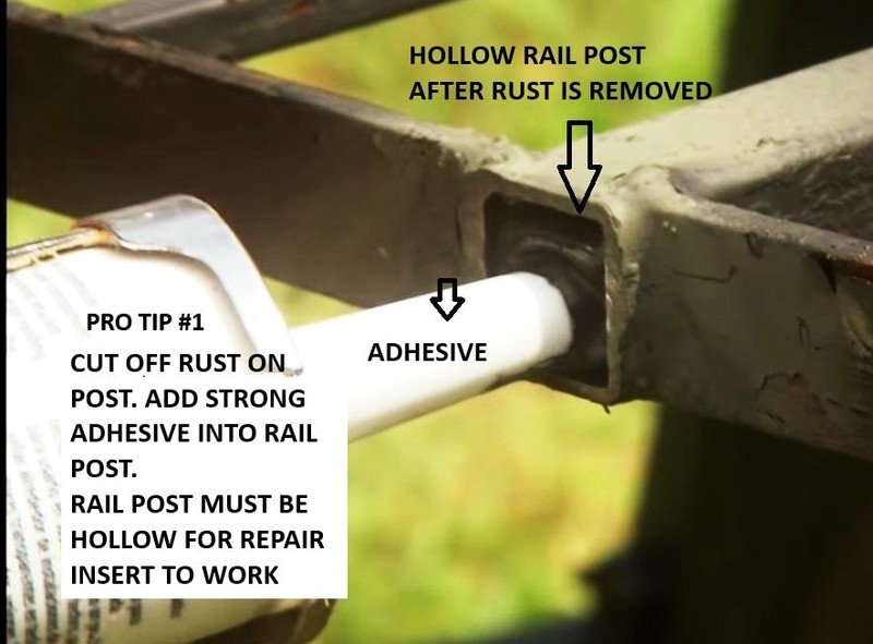 Railing Repair Base for 1" Post 4" Repair Length Rusted RAIL Repairs PAT PENDING gallery