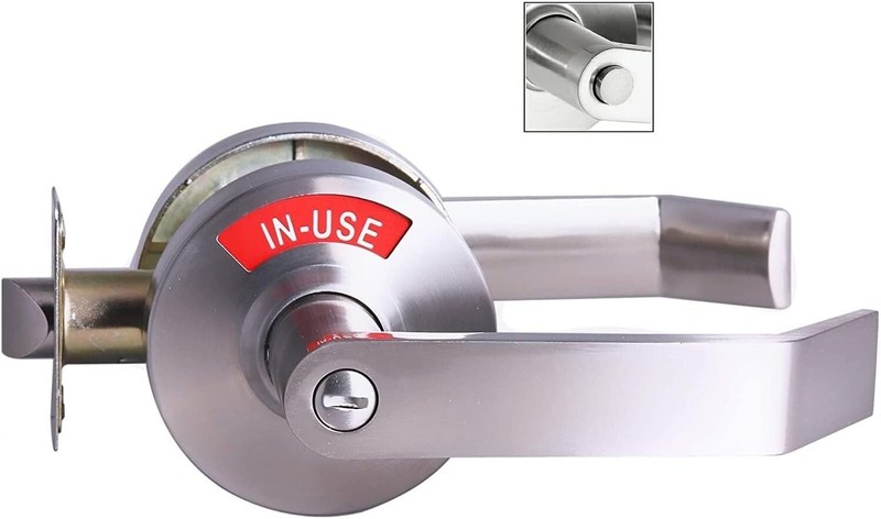 Extra Large Bathroom Privacy Lever Lock with Indicator Right-hand Door Chrome