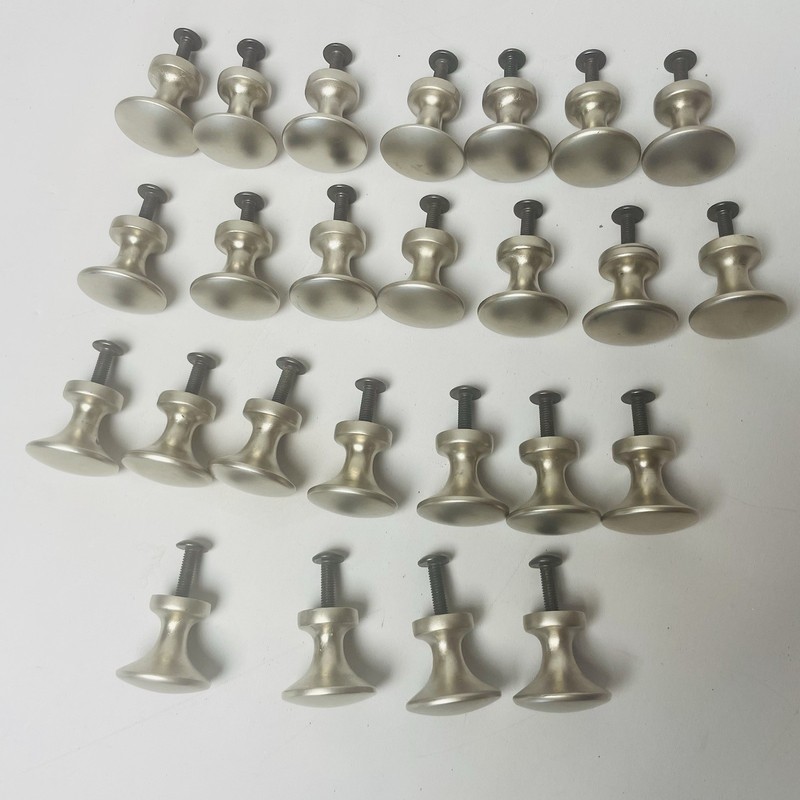 Brushed Nickel Round Mushroom Drawer Cabinet Knobs Pull with Screw Lot of 25 NEW gallery