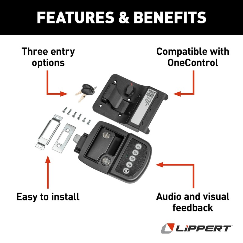 Lippert 2022119636 Keyless RV Door Lock Bluetooth Keypad RH Black gallery