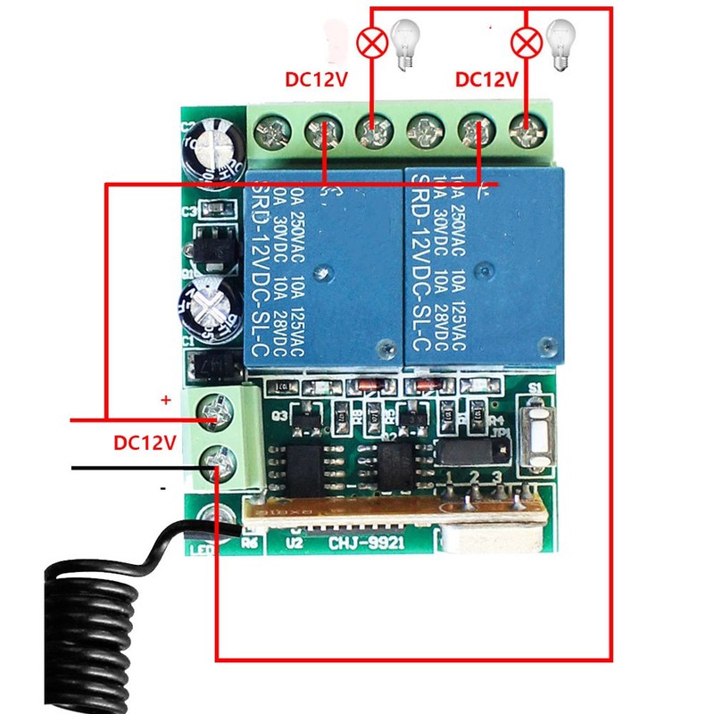12VDC 2CH Relay Receiver Wireless Remote Control Switch Module RF Transmitter gallery
