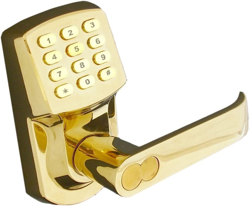 Electronic Keyless Door Lock – Bright Brass (Right Hinged Doors Only) Battery