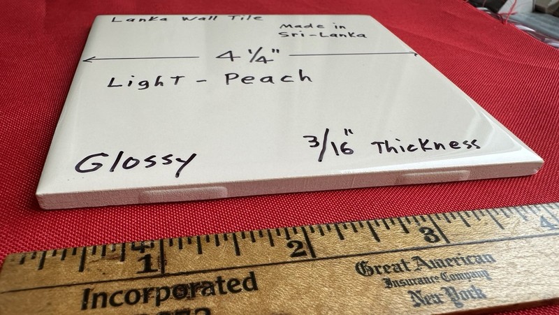 1 pc. Light Peach Color: Glossy Ceramic Tile, 4-1/4" X 3/16" thickness, New gallery
