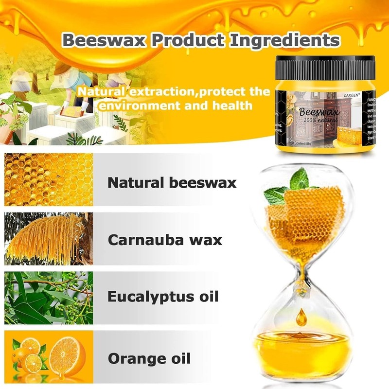 Multipurpose Beeswax Polish - 3 PCS Set with Sponges for Wood Restoration gallery