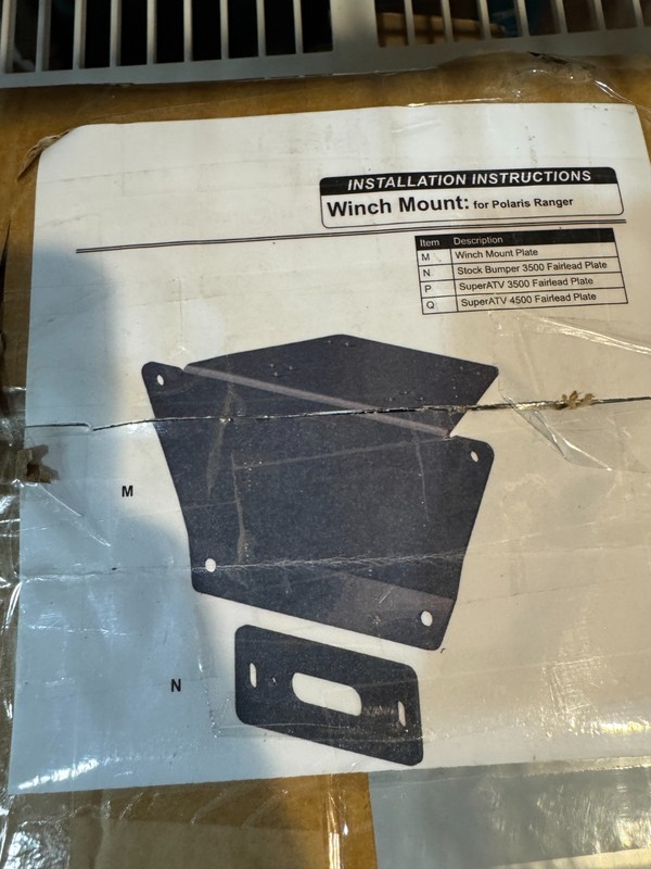 Winch Mount Bracket Plate Compatible with Polaris Ranger 1000 900 570 XP Crew 20