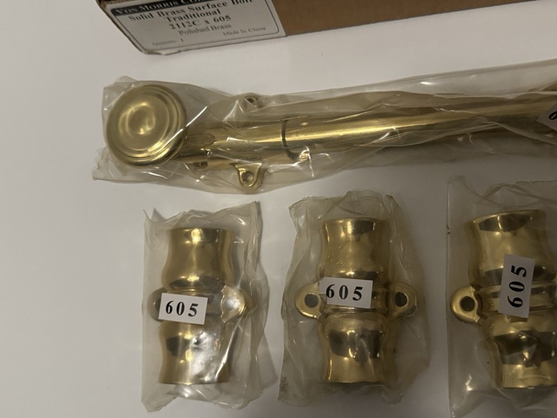 Von Morris 12.0'' Colonial Surface Bolt 2112C x 605 Polished Brass NIB sealed gallery