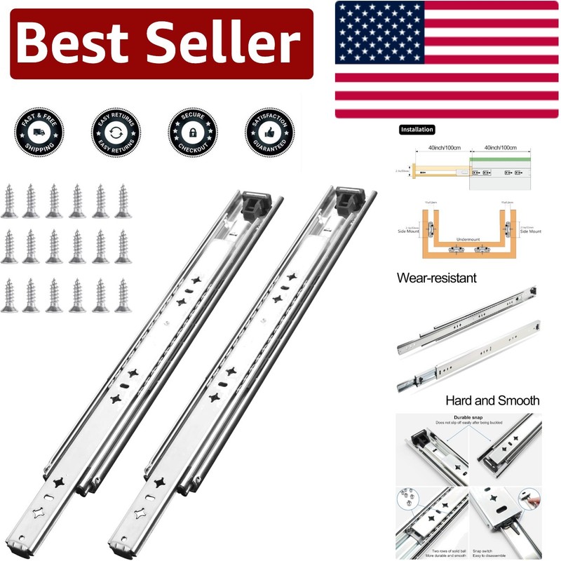 Industrial Grade 40″ Drawer Slides – 260Lbs Load Capacity with Screws Included