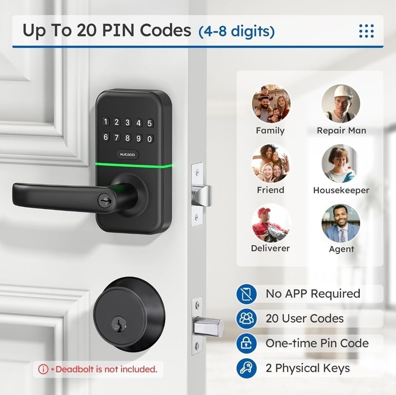 Keyless Entry Door Lock with Backlit Keypad and Auto-Lock, Keypad and Key Access gallery