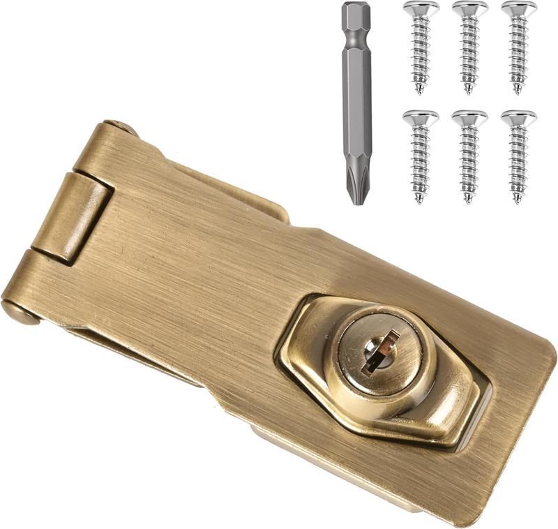 1 Pcs Keyed Hasp Lock,3 Inch Keyed Hasp Locks Twist Knob Keyed Locking Hasp for