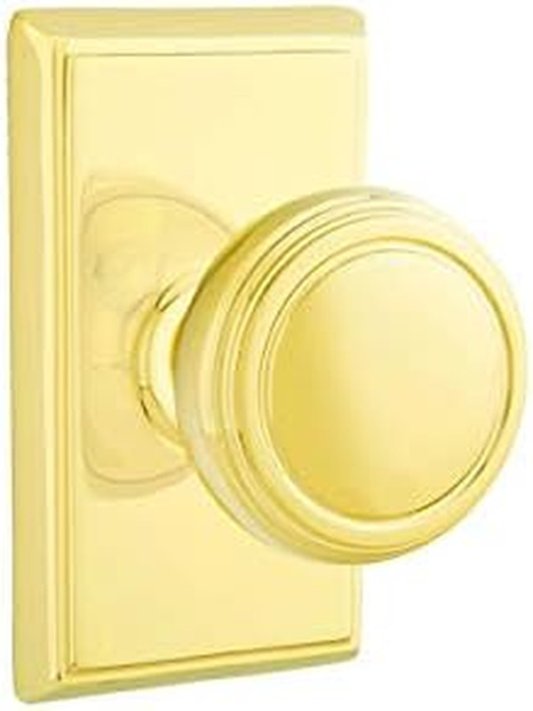 Passage Set, Rectangular Rosette, Norwich Knob, Unlacquered Brass US3NL