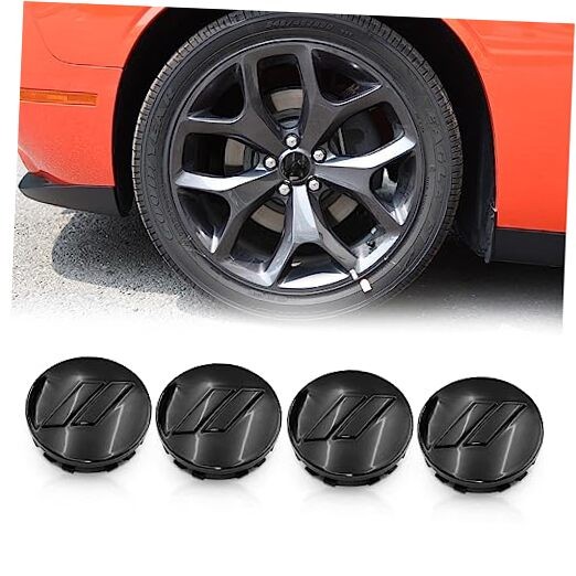 4 Pieces 2 1/2″ 64mm Glossy Black Slashes // Car ABS Plastic Custom Hub Wheel