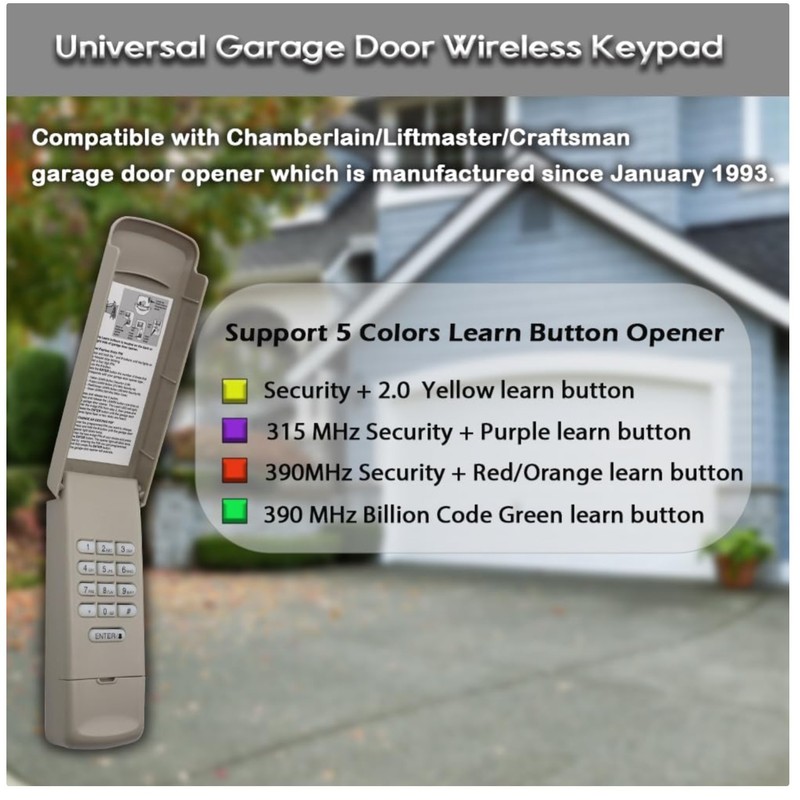 Wireless Keyless Keypad for Garage Door Openers