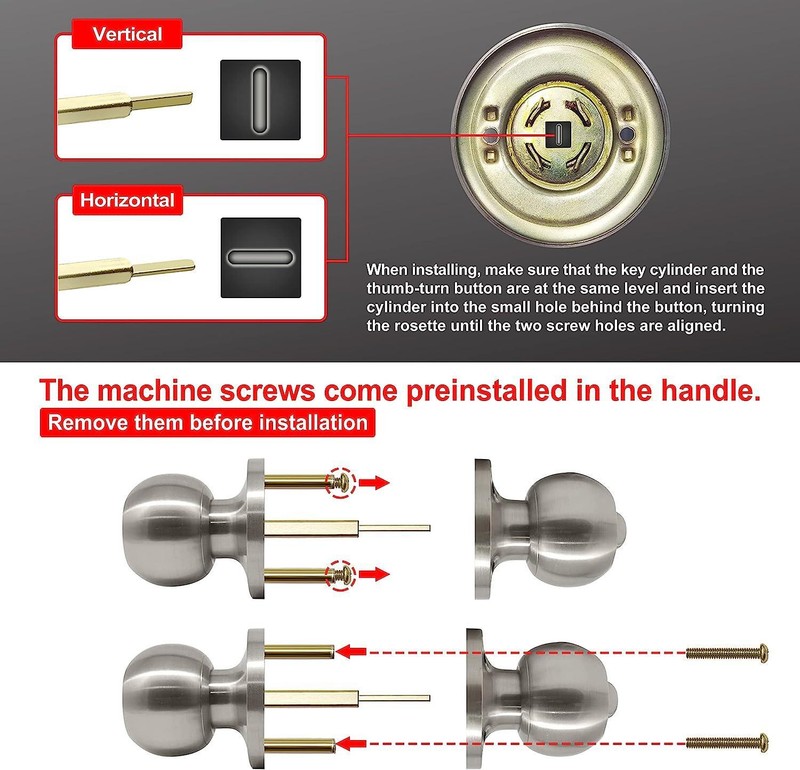 Keyed Entry Door Knob Lock Interior and Exterior Door Lock Standard Ball Satin gallery