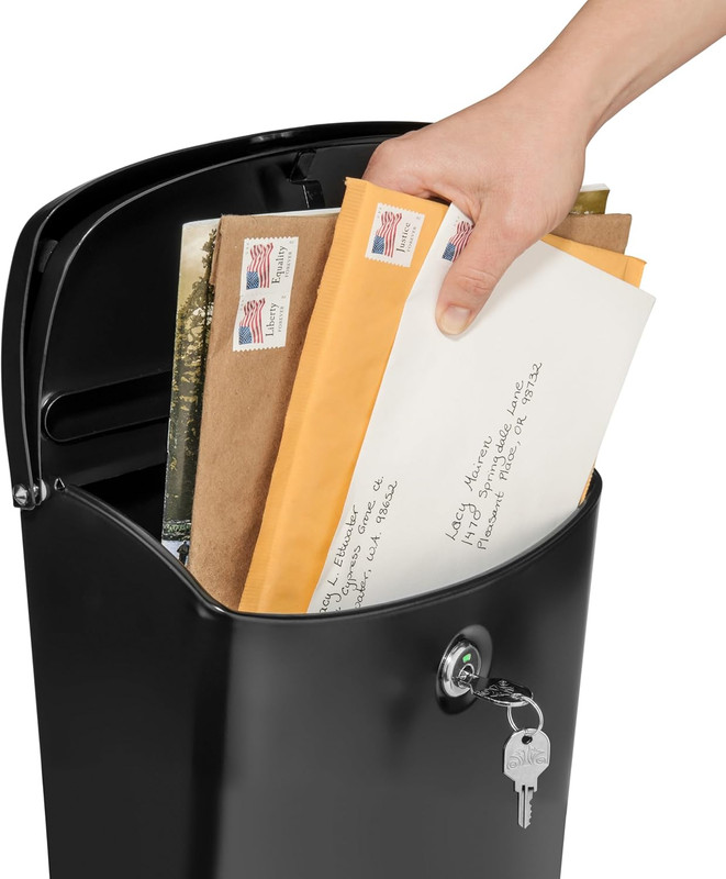 Parkside Galvanized Steel, Locking, Wall Mount Mailbox, 2576B-10, Black, Medium gallery