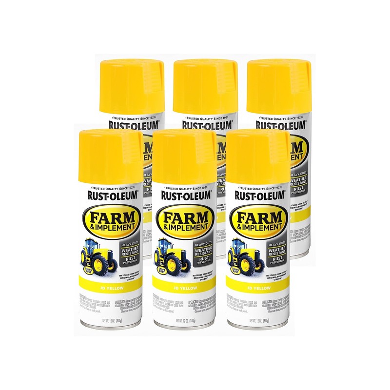 Rust Oleum 12 Ounce Farm Implement Spray Paint Pack of 6 Durable Gloss Finish