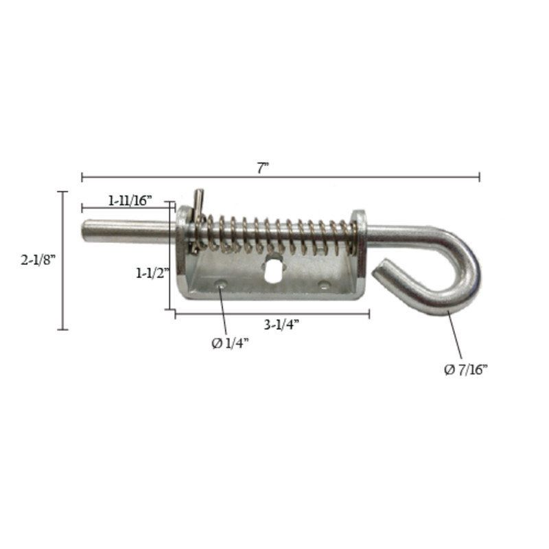 7" Sliding Spring Latch Loaded Barrel Trailer Gate Pin 7/16 Pin Zinc 2 PACK gallery