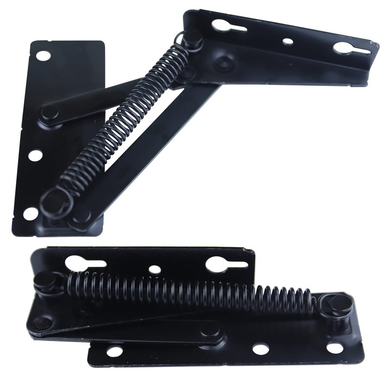 80° Foldable Lifting Bracket Heavy Duty Spring Hinges for Furniture Pair