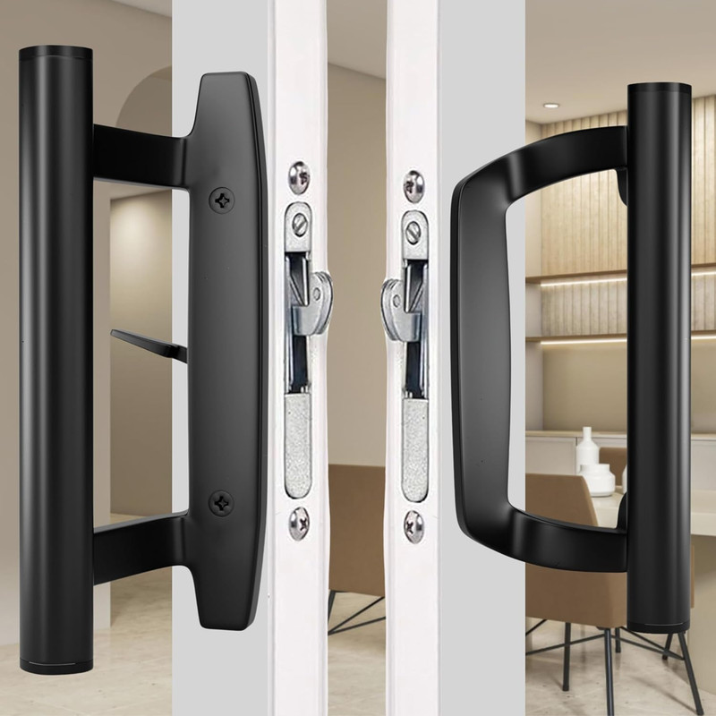 Sliding Glass Door Handle Set – Aluminum Handle, Mortise/Hook Style, Fits 3-15/1