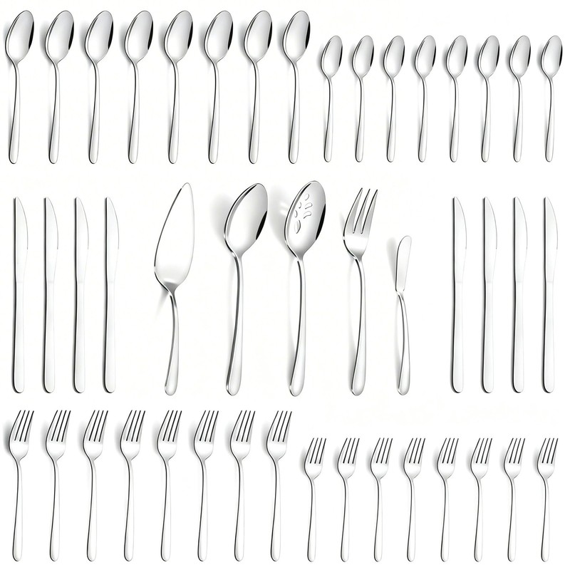 Pleafind Stainless Steel Silverware Set - 45 Piece Flatware Set for 8 People,...