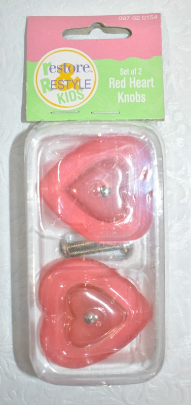 Vintage RESTORE & RESTYLE KIDS – Red / Pink Heart Drawer Pulls – Set Of 2 – New
