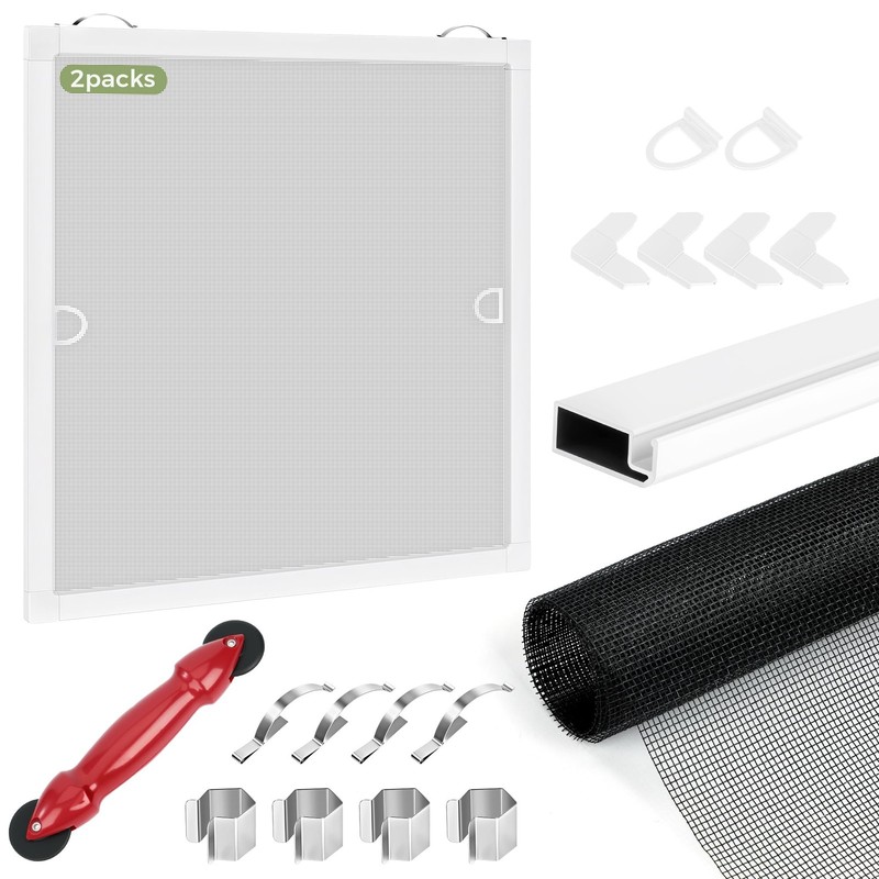 2-Pack Window Screen Frame Kit, Heavy-Duty DIY Window Screen Kit up to 48″ x …
