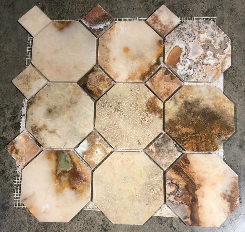 12×12 Tile Onyx Octagonal Diamond Remodel Stone Backsplash Wall 100 Tiles T-06
