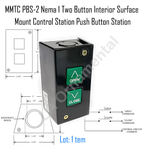 MMTC PBS-2 Nema 1 Two Button Interior Surface Mount Control Station Push Button.