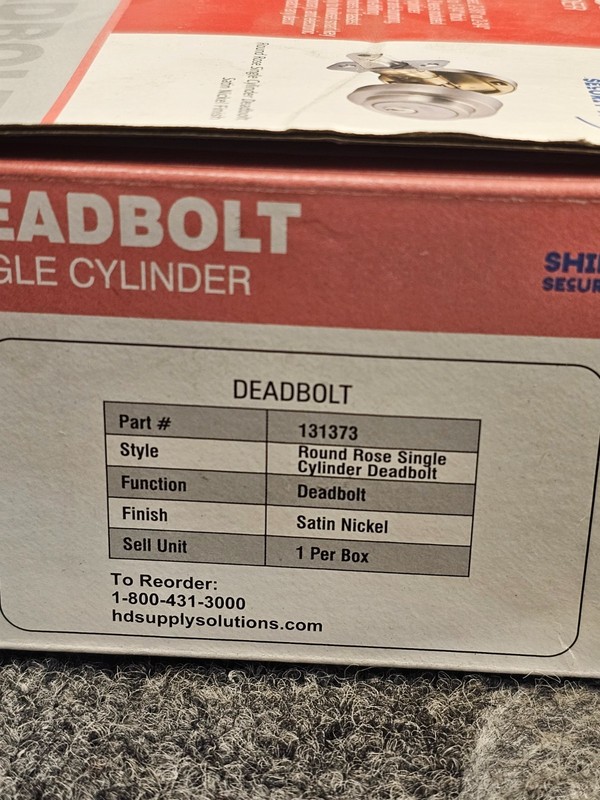 Shield Security 131373: DEADBOLT Single Cylinder Lockset Satin Nickle gallery
