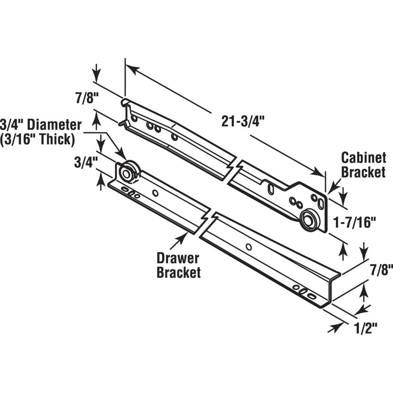 MP7213 Bottom Mount RV and Mobile Home Drawer Slides, White (1 Set) gallery