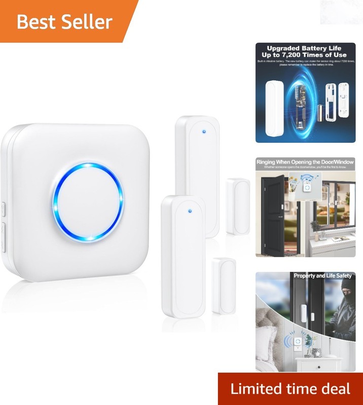 Wireless Door Chime Kit 600ft Range 58 Ringtones 5 Volume Levels Door Contact…