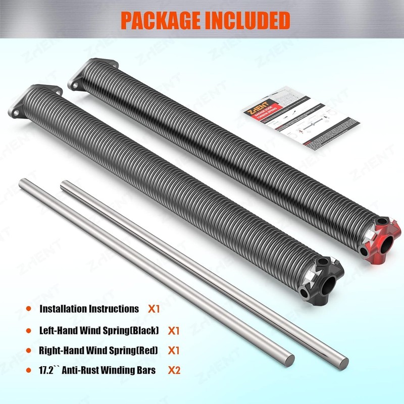 Garage Door Torsion Springs 2'' (Pair) Minimum of 18,000 Cycles (0.250X2''X29'') gallery